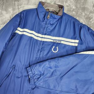 Indianapolis Colts Jacket Mens L Blue White Full‎ Zip Softshell Lined Logo NFL